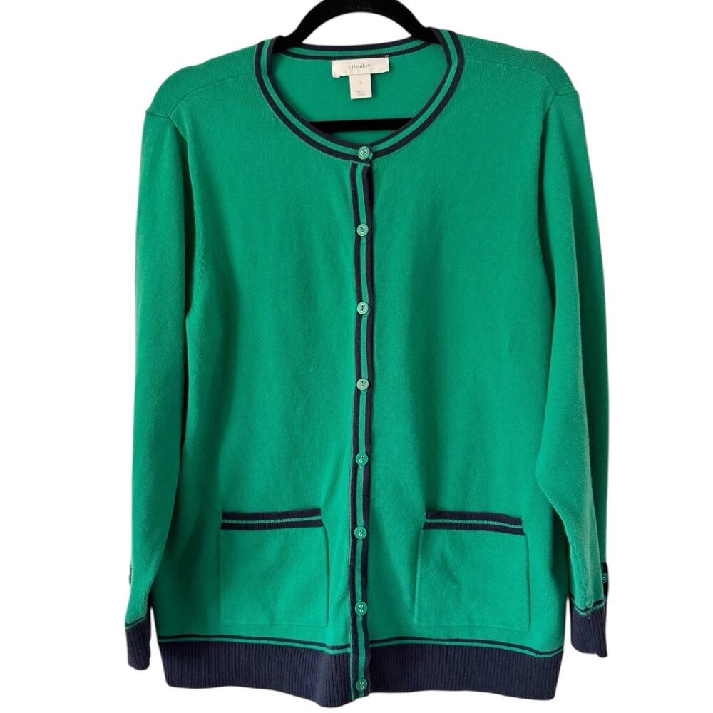 CJ Banks Green Button Front Lightweight Cardigan Sweater Women’s Size 1X